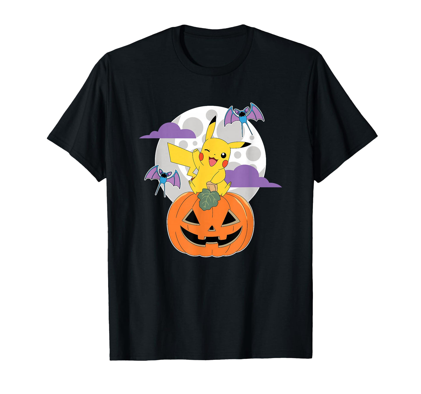 Pokémon - Halloween Pumpkin Pikachu Zubats Moon T-Shirt