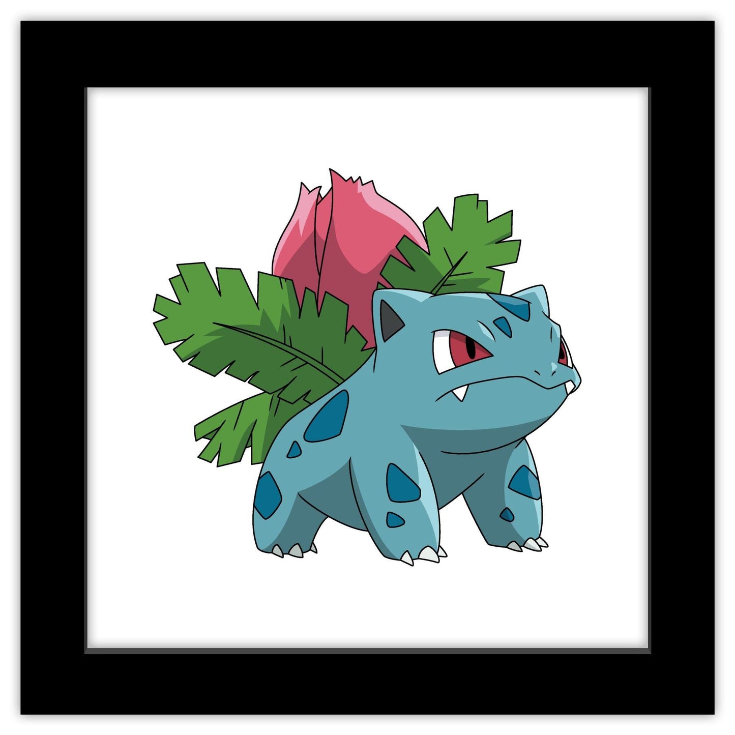 Trends International Gallery Pops Pokemon - Ivysaur Wall Art, Black Framed Version, 12'' x 12''