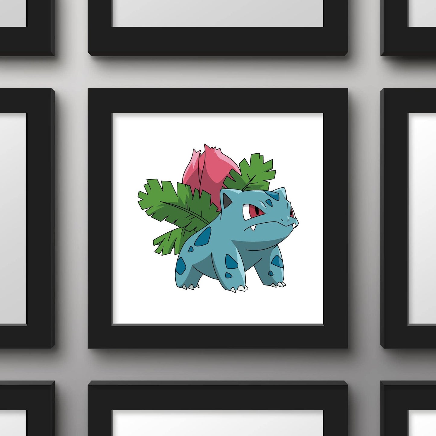 Trends International Gallery Pops Pokemon - Ivysaur Wall Art, Black Framed Version, 12'' x 12''