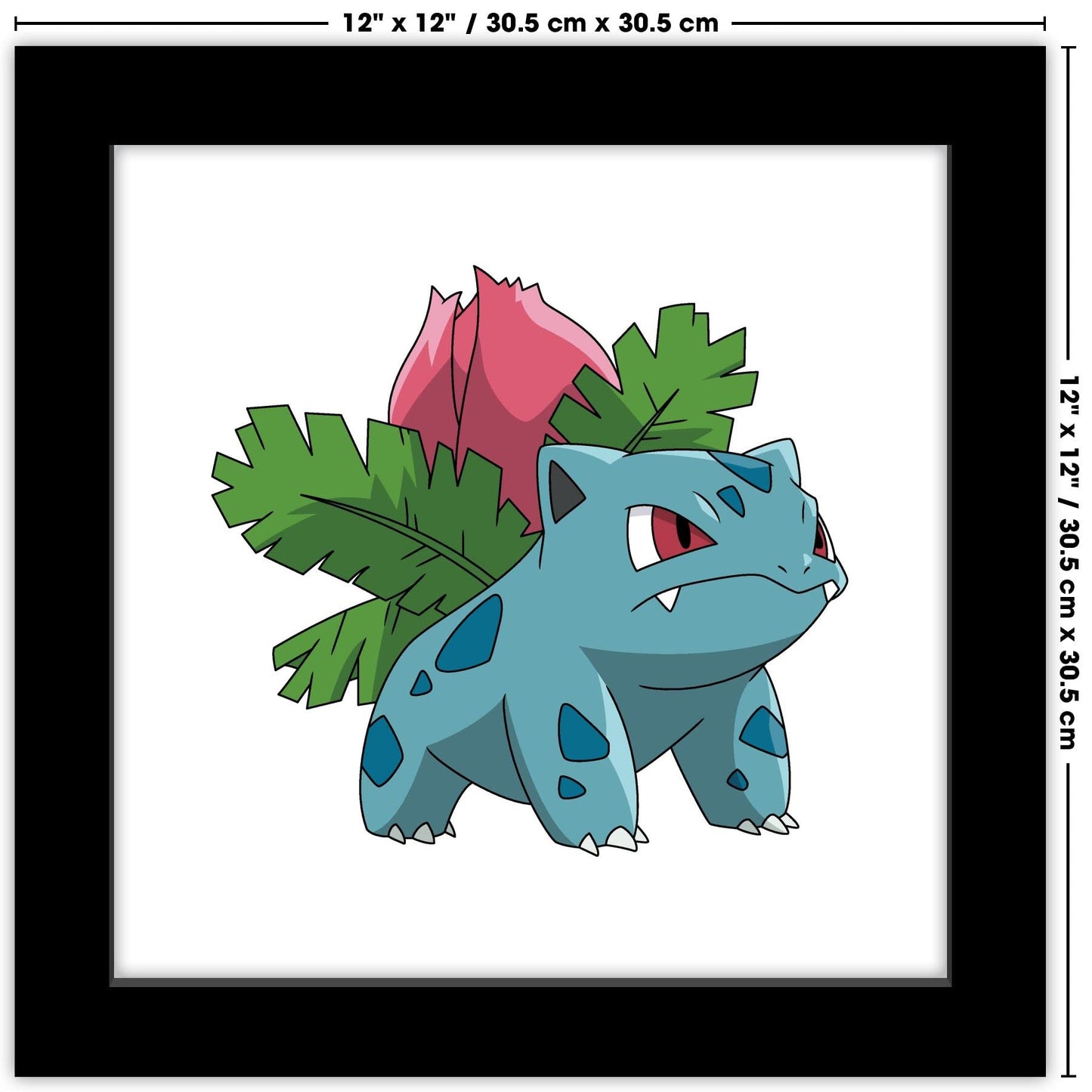 Trends International Gallery Pops Pokemon - Ivysaur Wall Art, Black Framed Version, 12'' x 12''