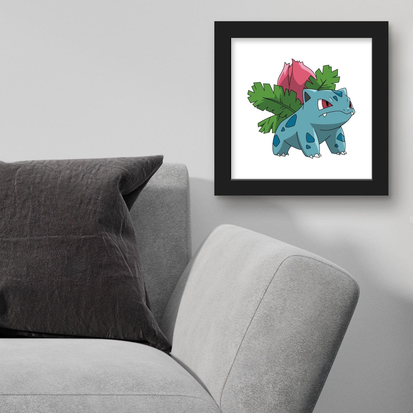 Trends International Gallery Pops Pokemon - Ivysaur Wall Art, Black Framed Version, 12'' x 12''