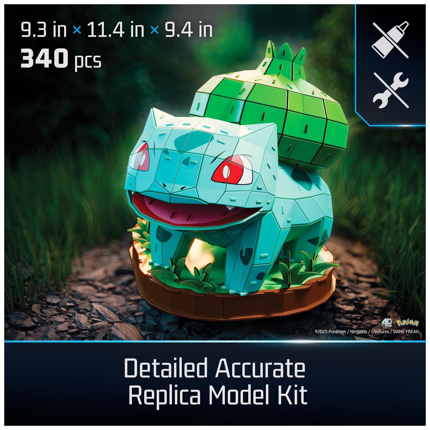 4D Build, Pokémon Bulbasaur 3D Model Kit, Pokémon Figure, Kanto First Partner Collection, Desk Décor, 195 Pieces, for Ages 12 & Up