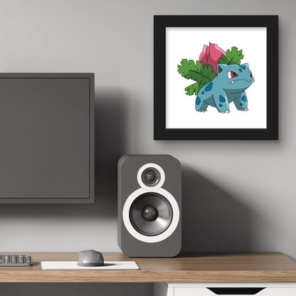 Trends International Gallery Pops Pokemon - Ivysaur Wall Art, Black Framed Version, 12'' x 12''