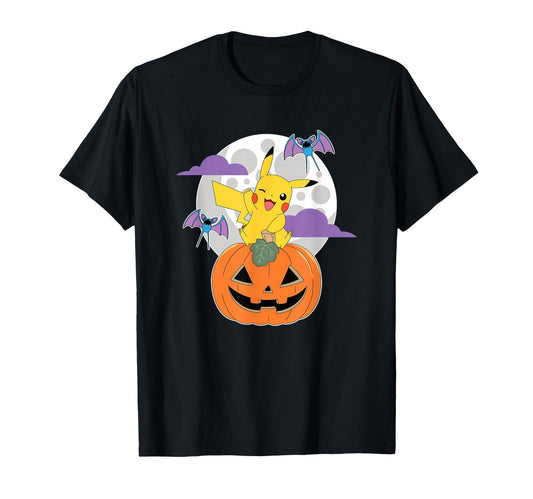 Pokémon - Halloween Pumpkin Pikachu Zubats Moon T-Shirt