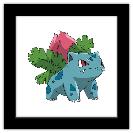 Trends International Gallery Pops Pokemon - Ivysaur Wall Art, Black Framed Version, 12'' x 12''