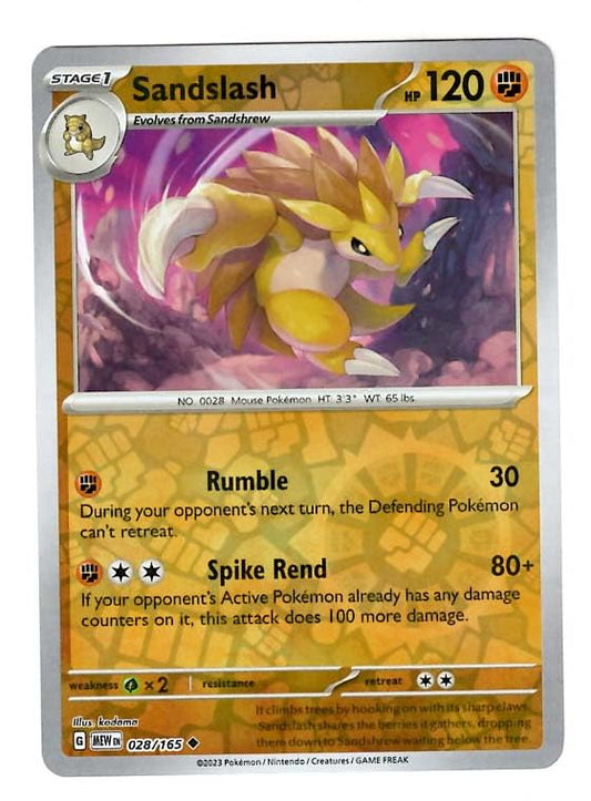 Pokemon - Sandslash 028/165 - Pokemon 151 - Reverse Foil - Single Card