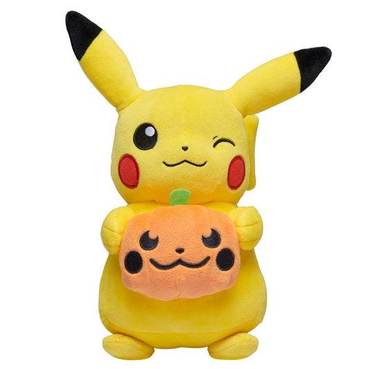 Pokemon Pikachu Halloween Seasonal Plush, 8-Inch Plush Toy, Includes Plush Pumpkin Accessory- Super Soft, Authentic Details- Perfect for The Holidays, Playing & Displaying- Gotta Catch ‘Em All