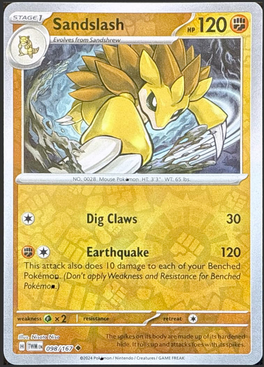 Sandslash - 098/167 - Reverse Holo - Twilight Masquerade - NM/M