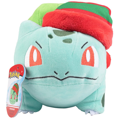 Pokémon 8" Holiday Bulbasaur with Elf Hat Accessory - Officially Licensed - Generation 1 Starter - Stuffed Animal Toy Figure - Christmas Stocking Stuffer Gift for Kids, Boys, Girls - 2+