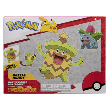 Pokémon Grass-Type Battle Figure Pack, Ludicolo, Ivysaur, Grookey - 4.5, 3, 2-inch - Kids Pokémon Fans - Amazon Exclusive