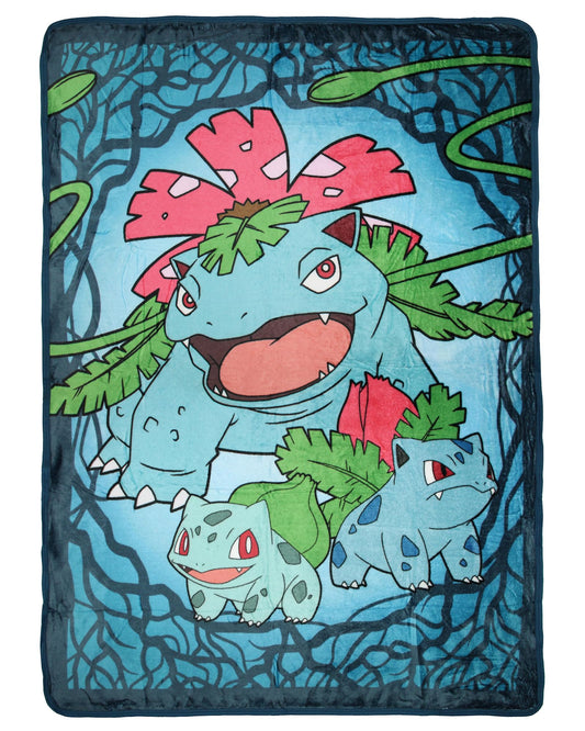Pokemon Bulbasaur Evolutions Ivysaur Venusaur Throw Blanket - 46" x 60" Cozy Soft Fleece Throw Blanket for Bed Couch